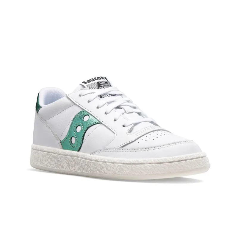 saucony Women's Jazz Court Metallic 'White Green'-2
