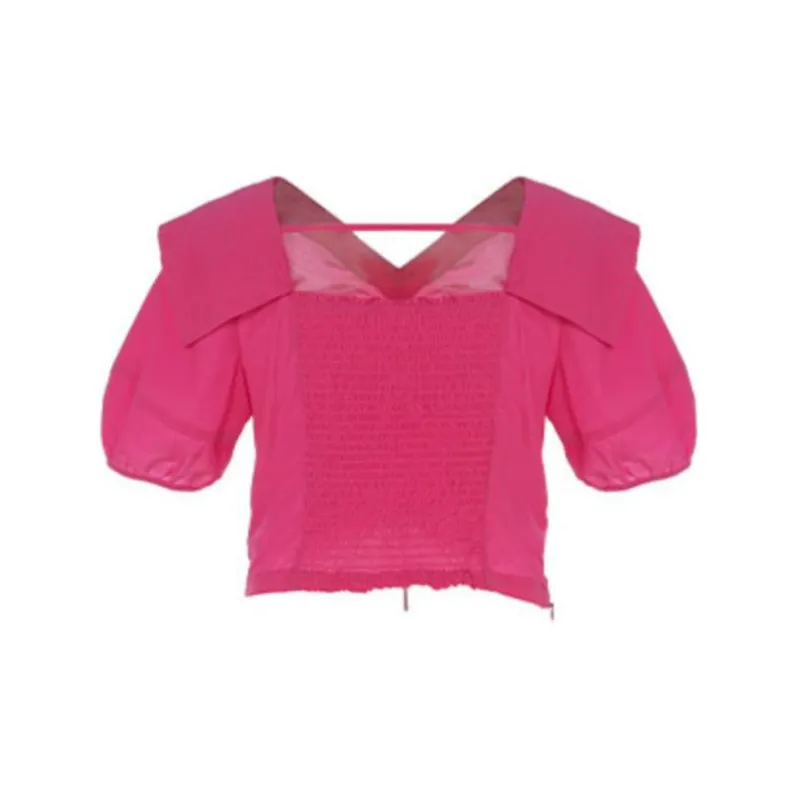 LOFT SHINE Crop Tops Women's Rose Red-1