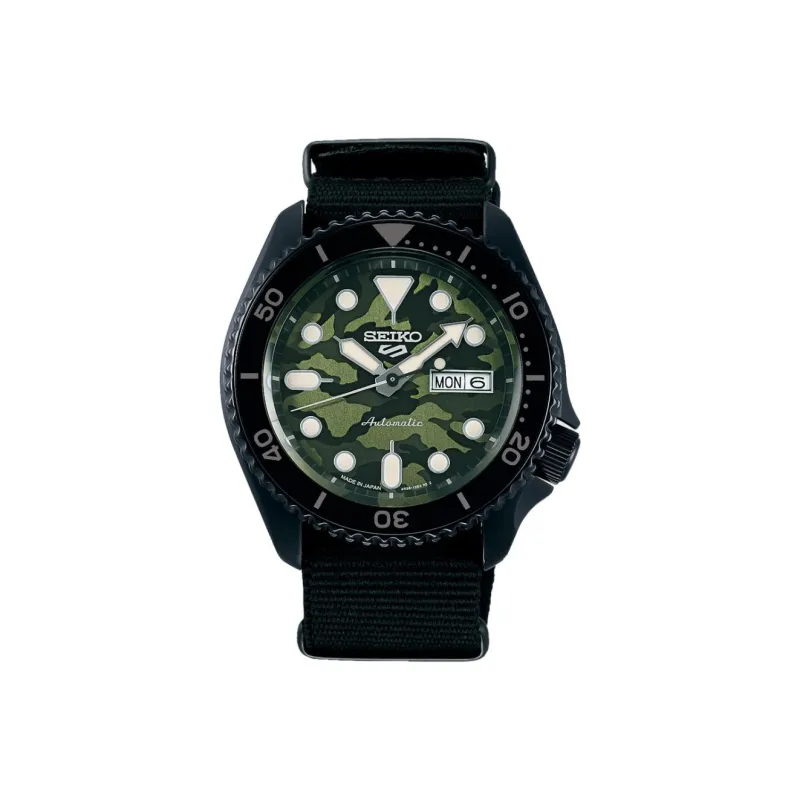 SEIKO Automatic Mechanical Movement Nylon Strap Watch 46mm Men's Watch Green Dial SBSA173-0