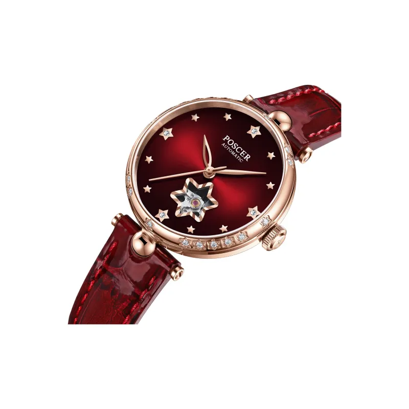 POSCER Heartfelt Collection Automatic Mechanical Movement Watch Women's Watch Red Watch Dial 51026L.REE-1