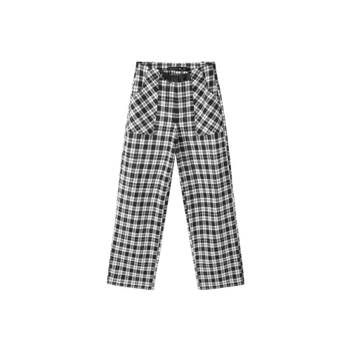 PEACEBIRD Casual Pants Women's Black/White Plaid