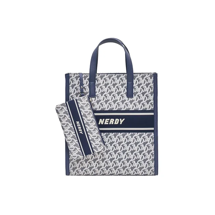 NERDY Polyester Tote Bag Combo Shopping Bag Handbag Crossbody Bag Large Size Unisex Navy Blue-0