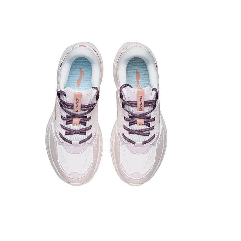LiNing Anti Slip Wear Resistant Low Top Sports Casual Shoes Women's White Purple-3