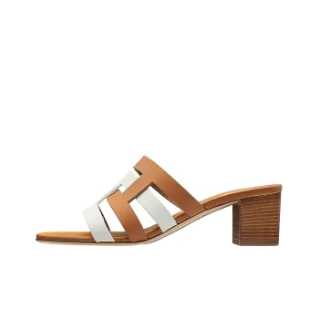 HERMES Amica Slide Slippers Women's Brown White