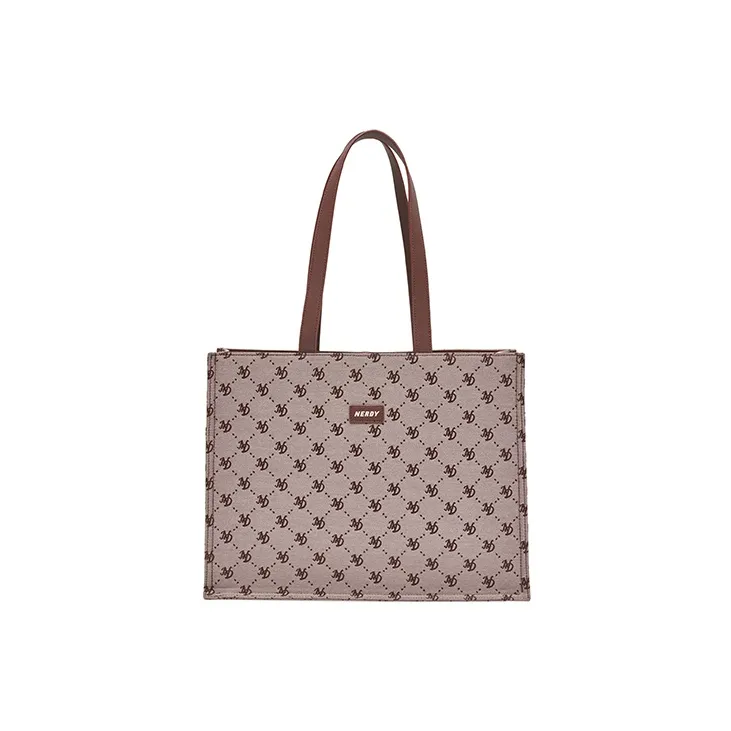 NERDY Polyester Combo Bag Tote Bag Shopping Bag Shoulder Bag Unisex Brown-2