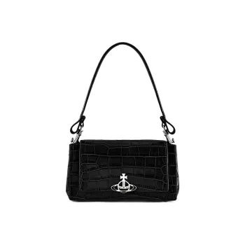 Vivienne Westwood HAZEL Cow Leather Shoulder Bag Baguette Bag One Shoulder Handbags Medium Size Women's Black