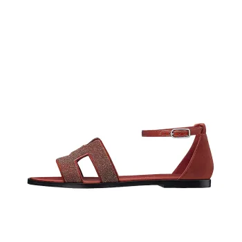 HERMES Santorini Strap Sandals Women's Burgundy