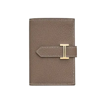 HERMES Bearn Mysore Goat Skin Coin Purses Wallets Mini Women's Etoupe Elephant Gray