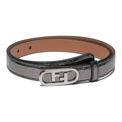 FENDI O'Lock Leather Belts Women's Gunmetal Gray