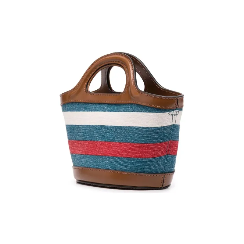 MARNI Tropicalia Logo Embroidered Striped Tote Bag-2
