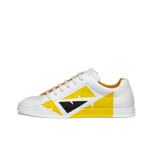 FENDI Skateboard Shoes Men Low-Top White/Yellow