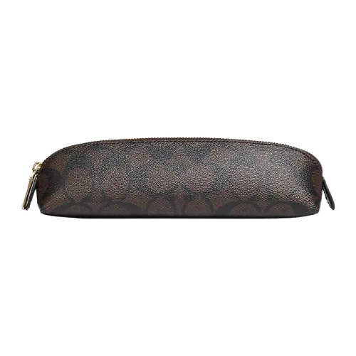 COACH Pencil Case Makeup Bags Dark Brown