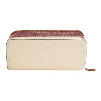 HERMES Silk'In Epsom And Barenia Calfskin Card Holder, Wallet Women's Cream White/Milk Tea/Purple Rose
