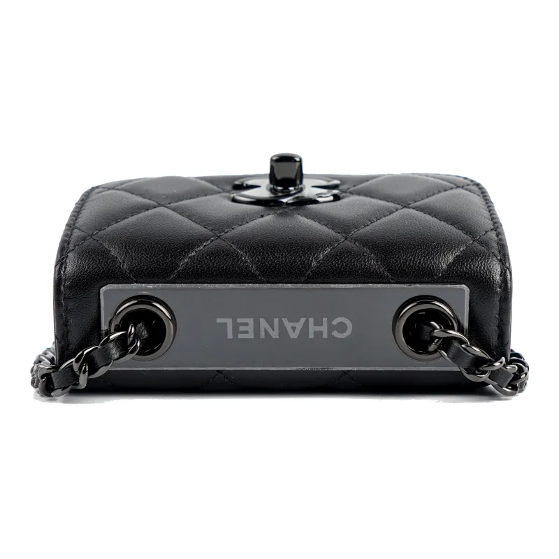 CHANEL Trendy CcSo Black Lambskin Shoulder Bag, Crossbody Bag Mini Women's Pure Black-3