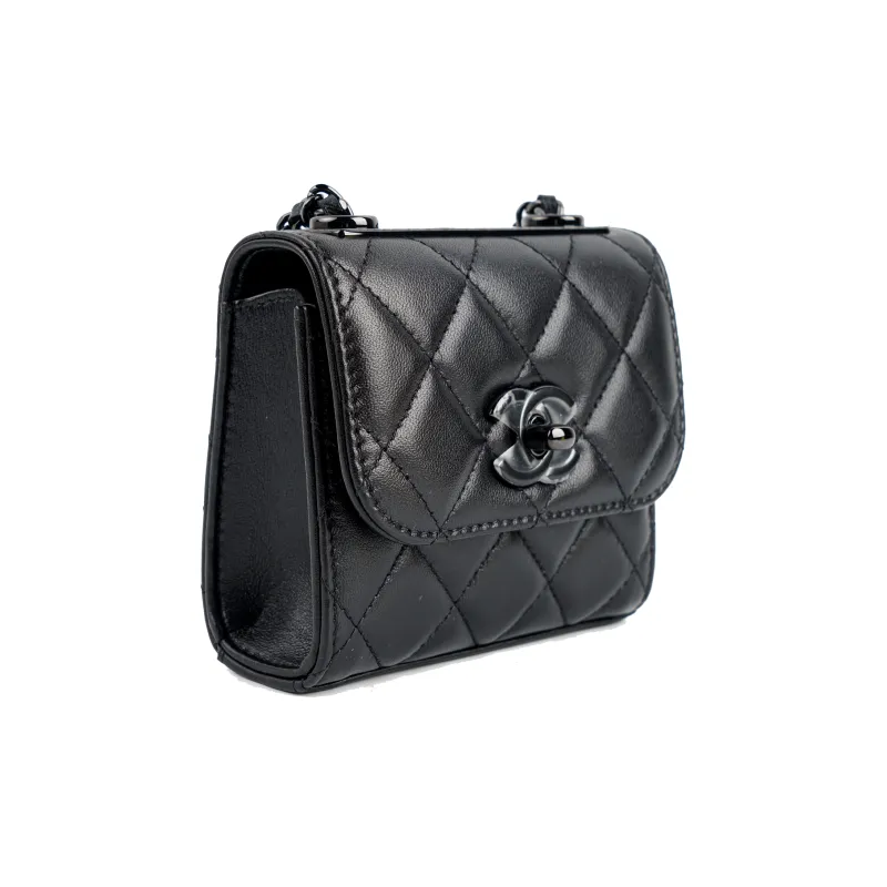 CHANEL Trendy CcSo Black Lambskin Shoulder Bag, Crossbody Bag Mini Women's Pure Black-1