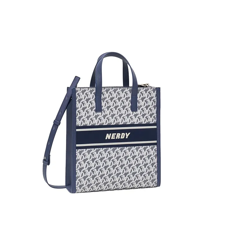 NERDY Polyester Tote Bag Combo Shopping Bag Handbag Crossbody Bag Large Size Unisex Navy Blue-1