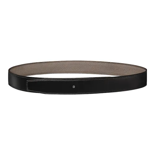 HERMES Leather Belts Unisex Black/Tin Gray