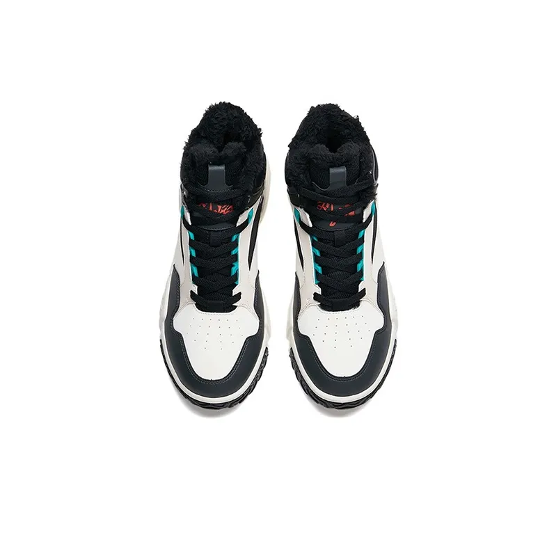 Anta Flame Thermal Slip Resistant Cushioning Abrasion Resistant High Top Skateboard Shoes Men's White Black Gray-3