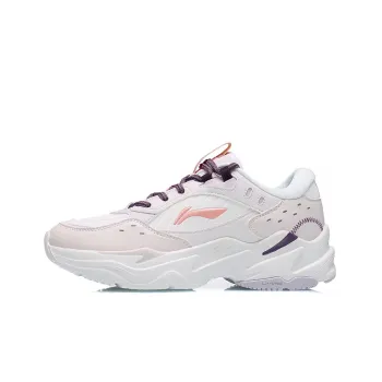 LiNing Anti Slip Wear Resistant Low Top Sports Casual Shoes Women's White Purple