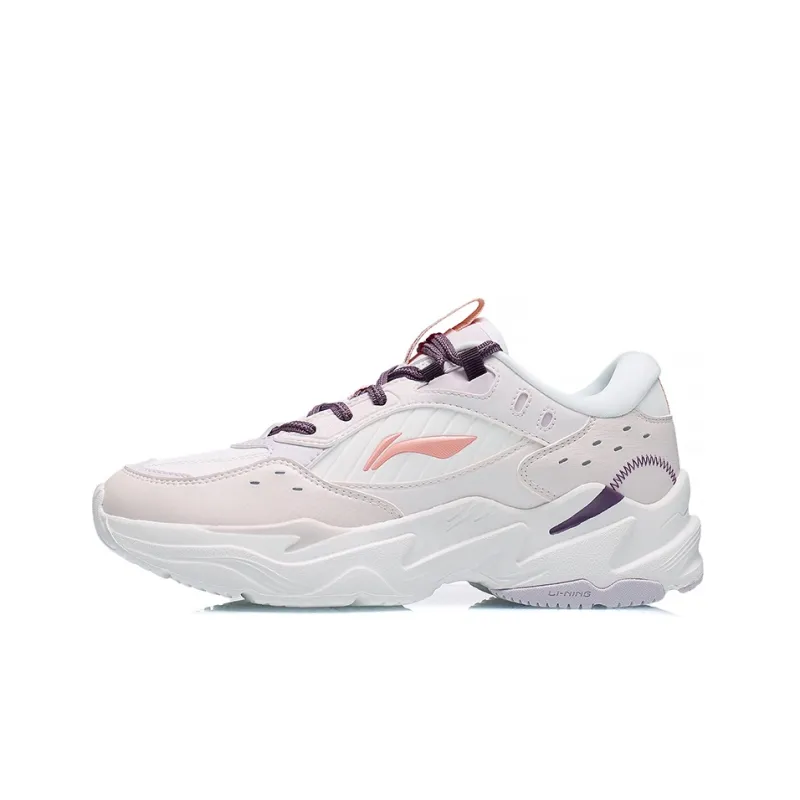 LiNing Anti Slip Wear Resistant Low Top Sports Casual Shoes Women's White Purple-0