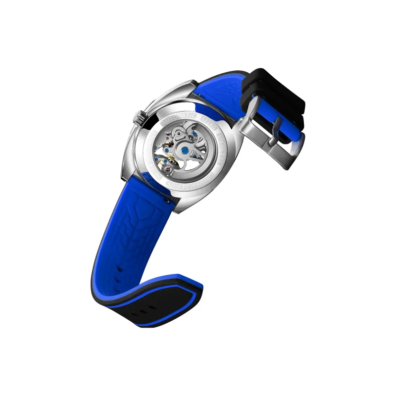 FAIRWHALE Pioneer Collection Men's Watch Automatic Mechanical Movement Rubber Strap Watch Men's Watches Cut Out Dial-2