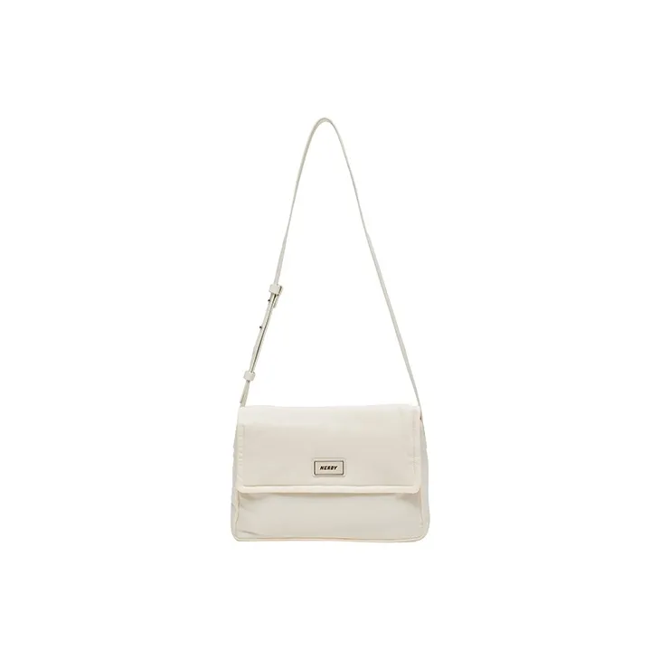 NERDY Nylon Tofu Bag Crossbody Bag Medium Size Unisex Milk White-0