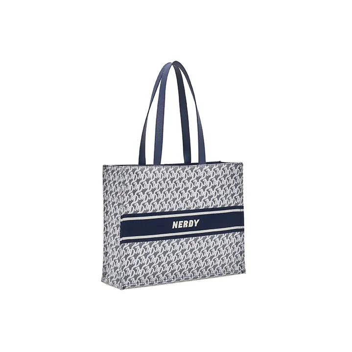 NERDY Polyester Combo Bag Tote Bag Shopping Bag Handbag Shoulder Bag Unisex Navy Blue-1
