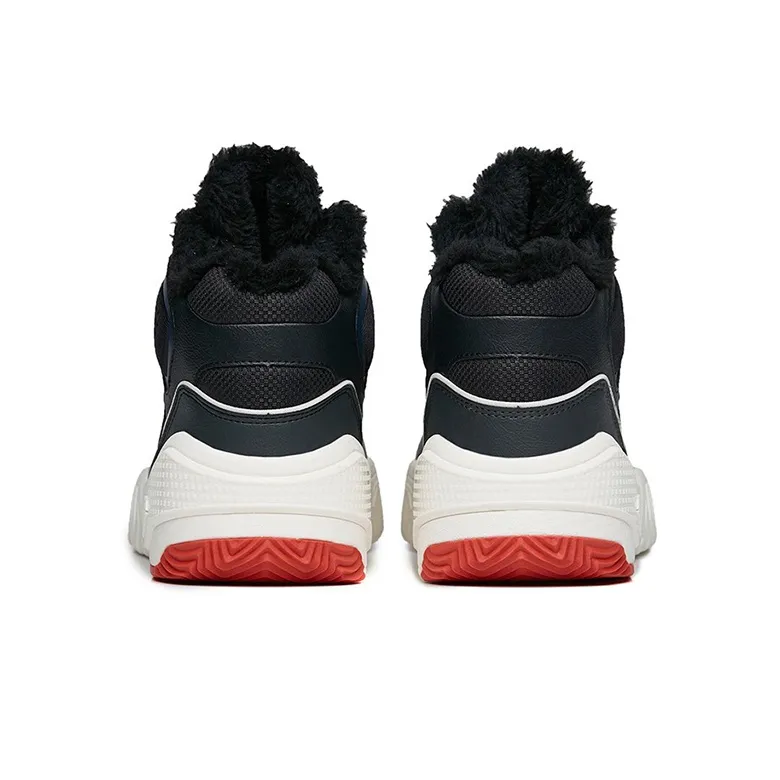 Anta Flame Thermal Slip Resistant Cushioning Abrasion Resistant High Top Skateboard Shoes Men's White Black Gray-4