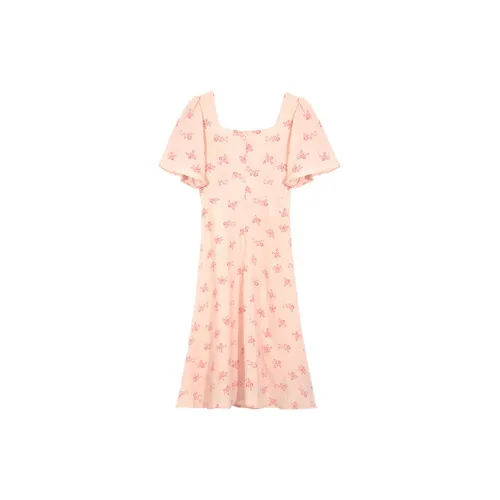 SUNSUNTOWN Short-Sleeved Dresses Women's Tea Pink