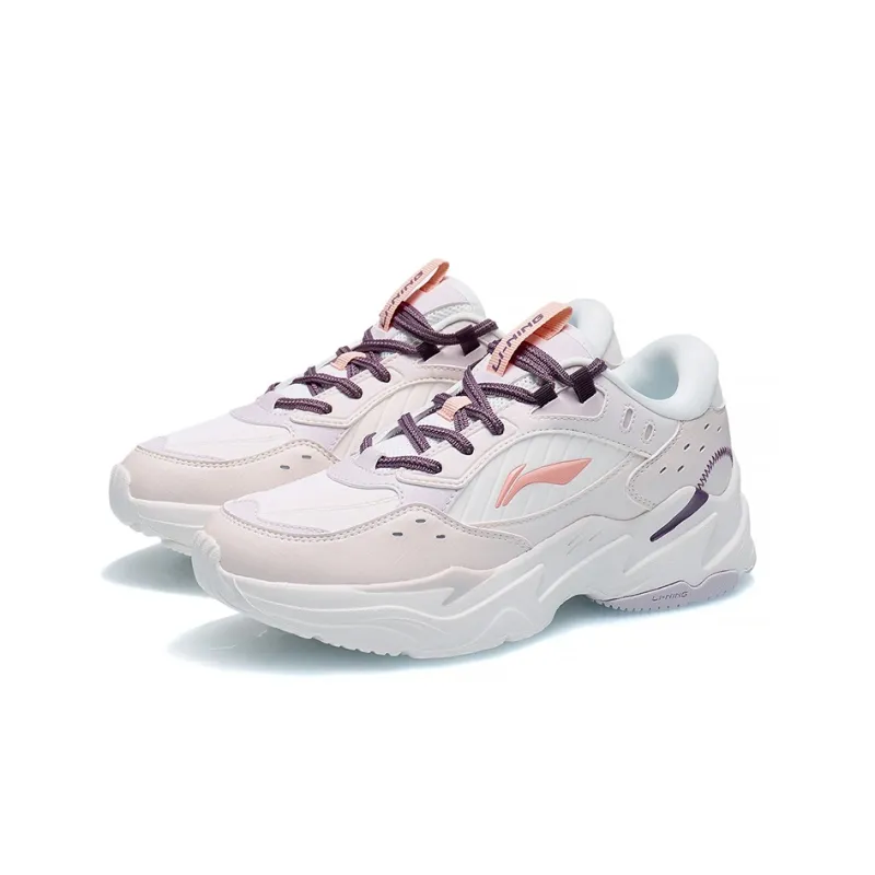 LiNing Anti Slip Wear Resistant Low Top Sports Casual Shoes Women's White Purple-2