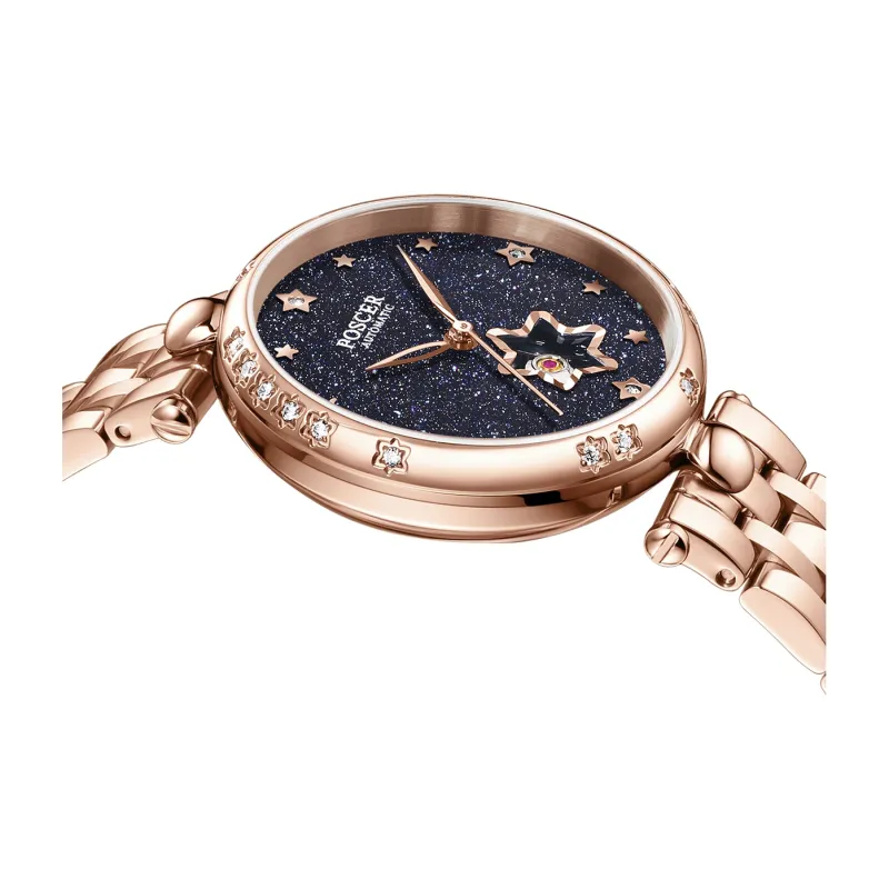 POSCER Heartfelt Collection Automatic Mechanical Movement Watch Women's Watch Blue Dial 51025L.RRU-2