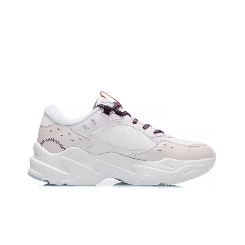 LiNing Anti Slip Wear Resistant Low Top Sports Casual Shoes Women's White Purple-1