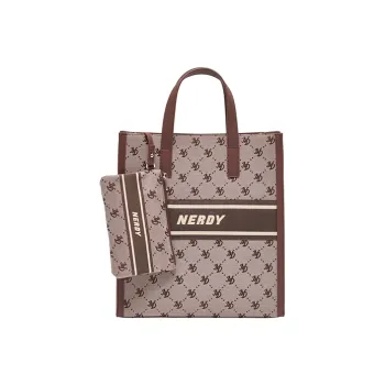 NERDY Polyester Tote Bag Combo Shopping Bag Handbag Crossbody Bag Large Size Unisex Brown