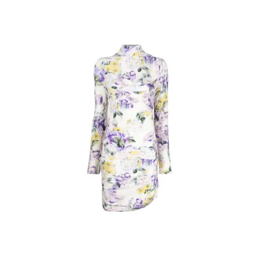 OFF-WHITE Floral-print Ruched Dress