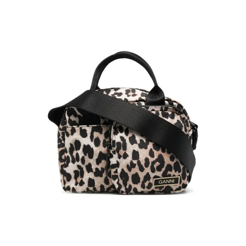 GANNI Tote Bag Shopping Bag Shoulder Bag Crossbody Bag Handbag Women's Black Brown-0