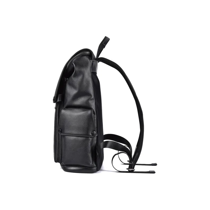 Hush Puppies Top Grain Cow Leather Backpack Large Size Men's Black-7