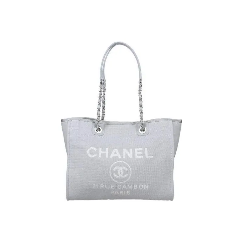 CHANEL Cotton Beach Bag, Tote Bag, Shopping Bag, Shoulder Bag, Handbag Tubas Women's Haze Blue-0