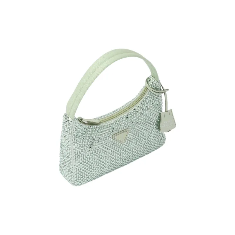 PRADA Satin Crystal Mini Bag Aqua-2
