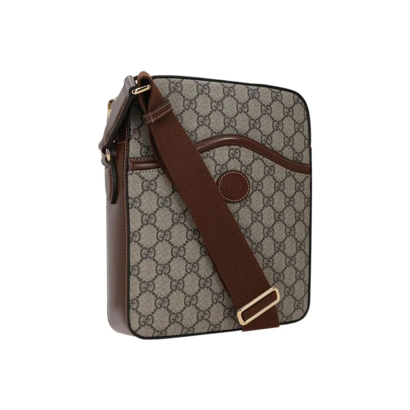 GUCCI Coated Canvas With Leather Messenger Bag, Crossbody Bag, Shoulder Bag Men's-1