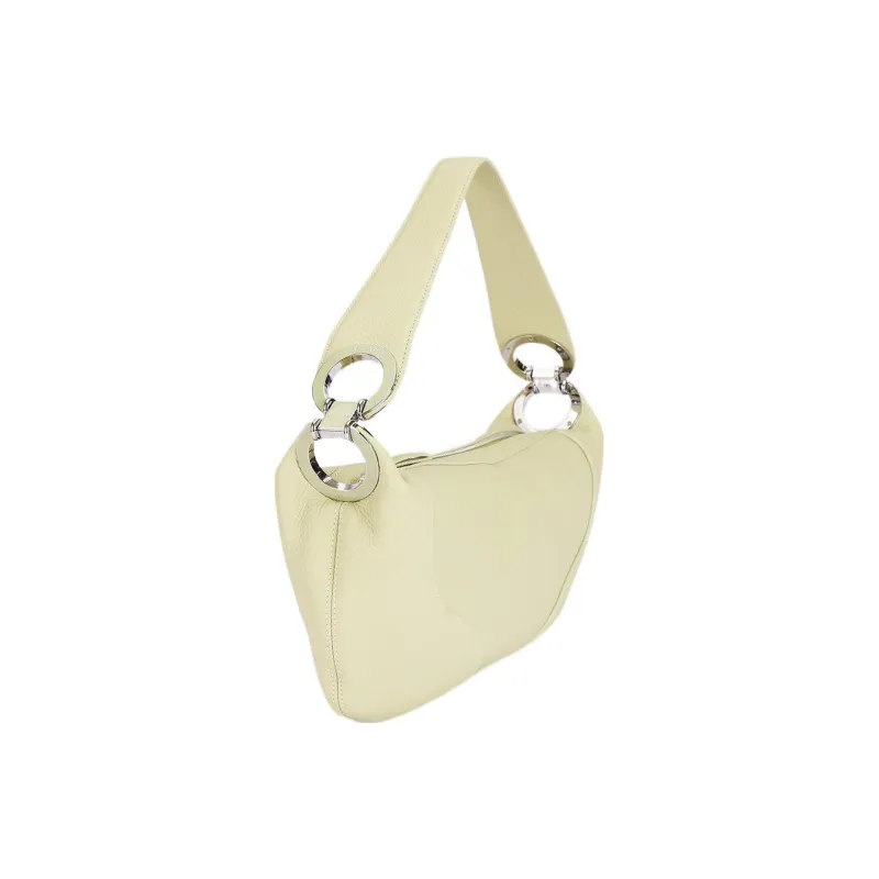 By Far Amira Leather Shoulder Bag Handbag Women's Light Yellow-1