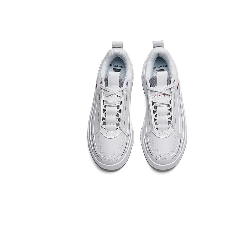 Anta Life Collection Anti Slip Wear Resistant Low Top Skateboard Shoes Men's White Gray-2