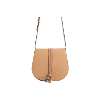 Chloe Alphabet Grain Calfskin Saddle Bag, Crossbody Bag, Shoulder Bag Women's Light Umber
