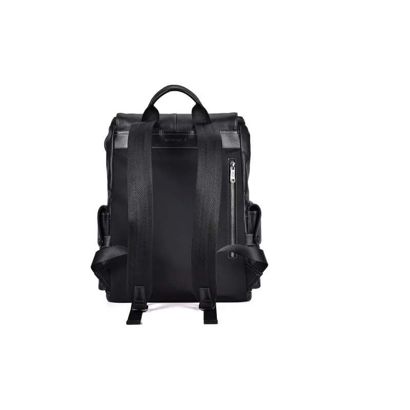 Hush Puppies Top Grain Cow Leather Backpack Large Size Men's Black-8