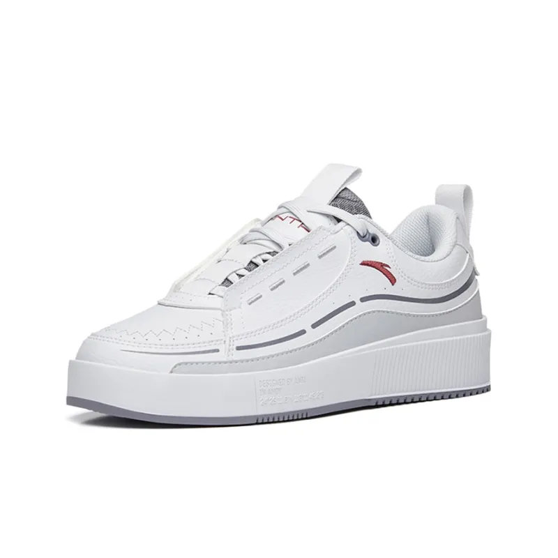 Anta Life Collection Anti Slip Wear Resistant Low Top Skateboard Shoes Men's White Gray-1