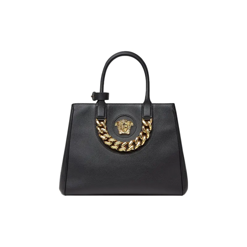 FANSIZHE La Medusa Grained Calfskin Tote Bag Shopping Bag Shoulder Bag Crossbody Bag Handbag Medium Size Women's Black-0