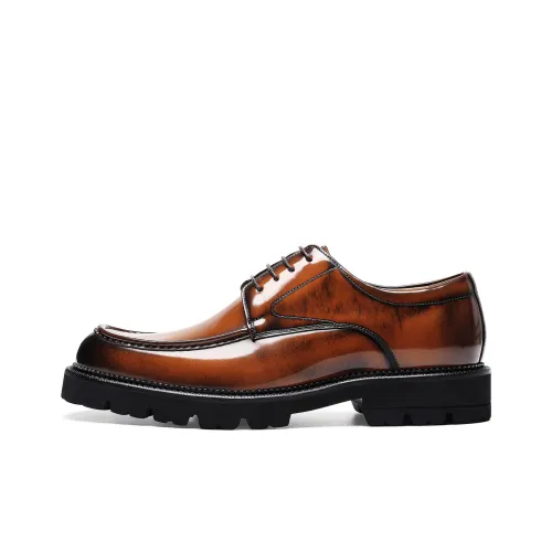 ELLE HOMME Dress Shoes Men Low-Top Yellow Brown