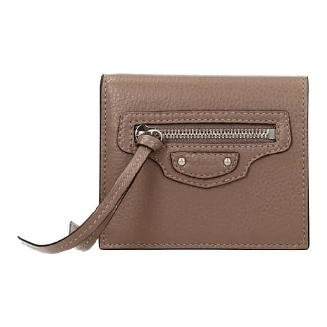 Balenciaga Neo Classic Grained Leather Wallet Women's Gray-0