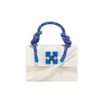 OFF-WHITE Leather Shoulder Bag Crossbody Bag Handbag Women's White/Blue