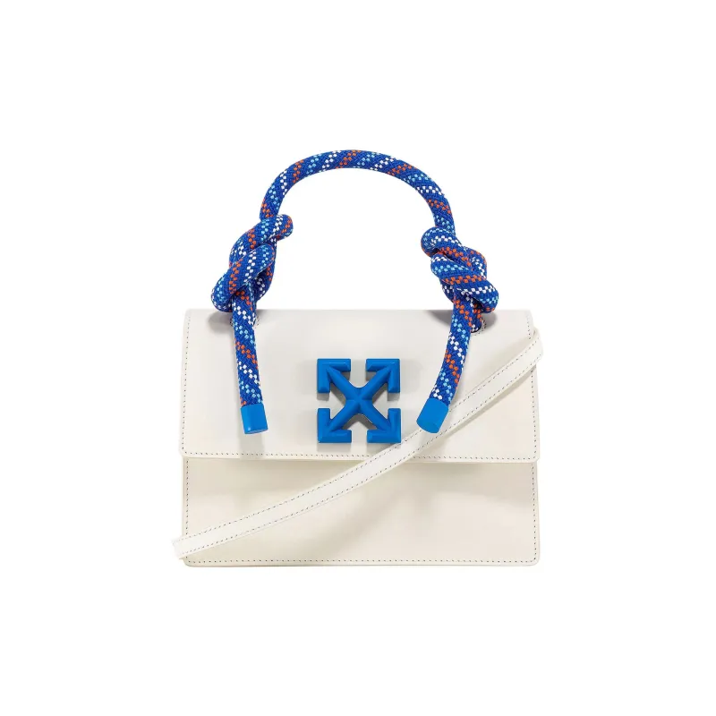 OFF-WHITE Leather Shoulder Bag Crossbody Bag Handbag Women's White/Blue-0
