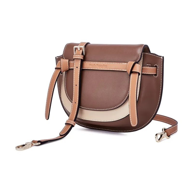 Hush Puppies Cow Leather Saddle Bag Crossbody Bag Shoulder Bag Women's Coffee/Blue/Jasper-1